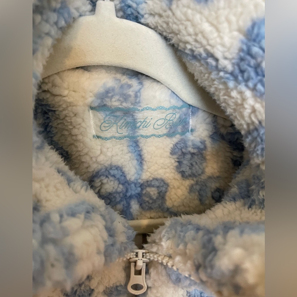 NWOT UO Kimchi Blue snow Bunny Blue White Fleece Jacket, Small - Picture 7 of 7
